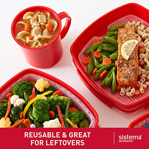 Sistema Microwave Soup Mugs | 656 ml | Microwave Food Containers with Steam Release Vents | BPA-Free | Red | 3 Count - size: 3-Pack Soup Mugs