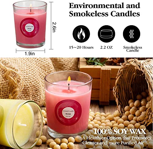 YOROXRG Scented Candles, Jasmine, Rose, Vanilla, Bergamot, fig, Lavender, Lemon, Spring,Strawberry, Rosemary, Aromatherapy Candles,Soy Wax Glass Jar Candle - 20 Pack - color: 20 Colors