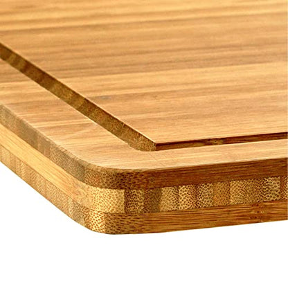 BambooMN Bamboo Burner Cover Cutting Board, 3-Ply, Large, Square - Grooved/Flat (20"x20"x0.75") - 2 Pieces - size: 20" x 20" (3-Ply)