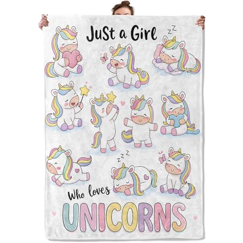 Adorable Unicorn Throw Blanket, Rainbow Cartoon Hourse, Soft Flannel Fleece, 40x50 Inch, Bedroom Playroom Couch Blankets for Girls Women Animal Lovers, Cozy Playful Home Decor Gifts - color: Unicorn, size: 50x40 INCH
