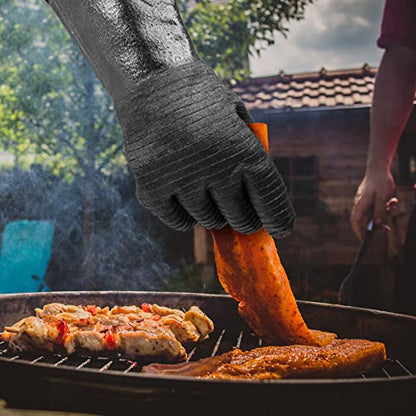 GEEKHOM 18-Inch Heat Resistant BBQ Gloves 932°F Waterproof Long Sleeve Cooking Gloves, Non-Slip Silicone Grip Grill Gloves for Grilling, Smoker, Oven, and Kitchen Use - size: 18 inches