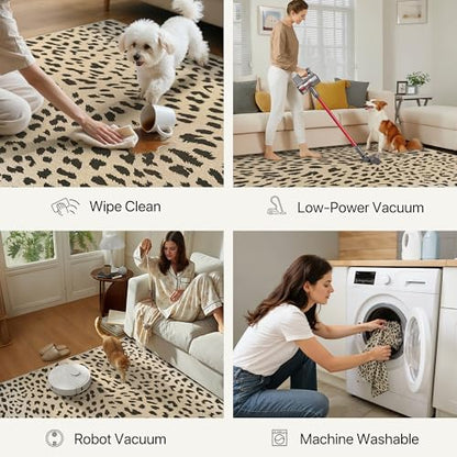 2x10 Leopard Runner Rug Hallway Bathroom Kitchen Washable Non Slip | Cheetah Animal, Beige Brown, Entryway Bedroom Laundry Room Bedside, Soft Morden Cool, Thin Low Pile Foldable, Water Repellent - color: Leopard / Beige and Brown, size: 2' x 10' (Rectangu