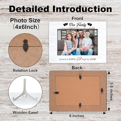 YSTEP Family Photo Frames - Wooden 4x6 Picture Frame for Desk Display - Our Family: A Circle of Strength - style: Style 1
