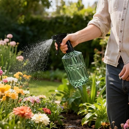 Glass Plant Misters for Inside, 13.5 oz Mister Spray Bottle for Plants, Spring Gardening, Cleaning, Hair, Pets Care with Adjustable Nozzle