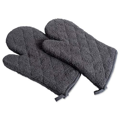 DII Basic Terry Collection 100% Cotton Quilted, Oven Mitt, Mineral Gray, 2 Piece - color: Mineral Gray, size: Oven Mitt