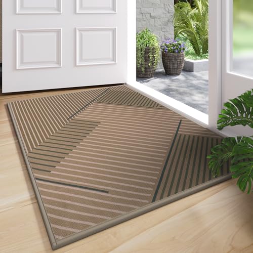 Door Mat Indoor Entrance Front Entry Rug,31''x47'',Brown | Absorbent Dirt Resist Non Slip Indoor Low-Profile Welcome Mats Doormat for Kitchen,Hallway,Laundry Room - color: C River Brown, size: 31'' x 47''