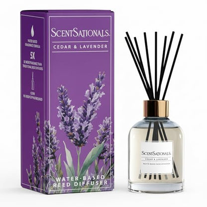 ScentSationals Cedar & Lavender Water-Based Reed Diffuser - 5 FL OZ | Lavender, White Cedar, & Mahogany Scented Aromatherapy Reed Diffuser