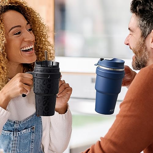 20 oz Insulated Travel Coffee Mug Tumbler with Handle and Straw | Leakproof Stainless Steel Coffee Cup with Lid, Double Wall Vacuum Ice Thermal Cup, Sage - color: .Sage, size: 20 Ounces