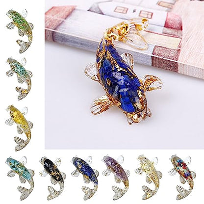 Natural Crystal Fish Miniature Figurine Resin Animal Ornament Craft Home Decorations For Desktop Office Car Accessories