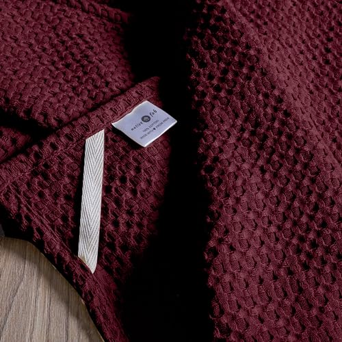 Native Fab 100% Cotton Premium Waffle Kitchen Towels, 4 Pack, 16" x 26", Super Absorbent Reusable Cleaning Cloths, Tea Towels, Machine Washable Hand Towels, Burgundy Wine - color: Burgundy Wine Premium, size: Set of 4