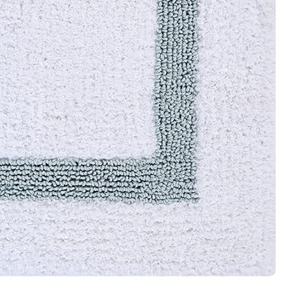 Better Trends Toilet Rugs U Shaped 100% Cotton 20" x 20" Bath Mats, White & Blue Contour Bath Mat - Tufted, Reversible & Absorbent & Machine Washable Bath Mats, Hotel Collection - color: White & Blue, size: 1'8" x 1'8" (20" x 20")
