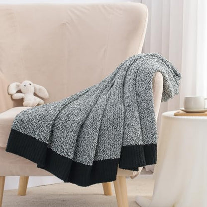 Carriediosa Heather Throw Blanket 60x80, 400GSM Ultra Soft Microfiber | Black, Fuzzy Fluffy Cozy Plush Knit Knitted Throws, Lightweight Cute Preppy Fall Blankets for Couch, Bed - color: Heather - Black, size: 60" X 80"