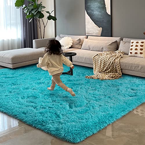 HOMORE 4x6 Area Rug for Bedroom Living Room,Turquoise Blue Rug for Kid Dorm | Modern Luxury Fluffy Soft and Comfy Carpet for Kids Nursery Girls Room - color: Turquoise Blue, size: 4' x 6' (Rectangular)