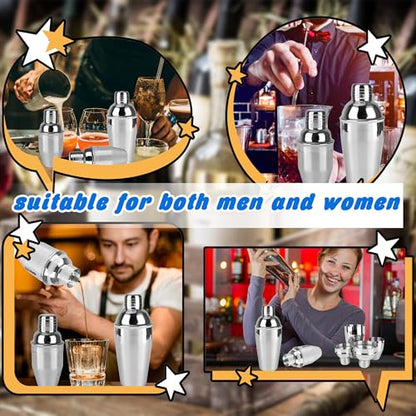 10 Pcs Bar Cocktail Shaker Professional Stainless Steel Cocktail Mixer Built-in Strainer for Home Bar Party Drink Mixing Tool (8 oz/ 18.6 oz) - size: 8 oz/ 18.6 oz