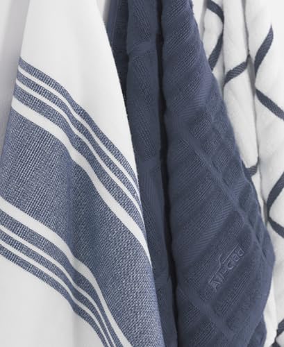 All-Clad Dual-Purpose Kitchen Towels: Highly Absorbent, Super Soft Long Lasting - 100% Cotton, 17"x30" Dish Towels for Cleaning & Drying Dishes, Pans, Glassware, or Countertops, (3-Pack), Indigo - color: Indigo