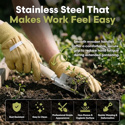 Bloomix 12Pcs Gardening Tools Set - Heavy Duty Garden Tools Set with Tool Bag, Kneeling Pad, Apron & More Garden Accessories - Stainless Steel Plant Care Kit Supplies, Gardening Gifts for Women Men