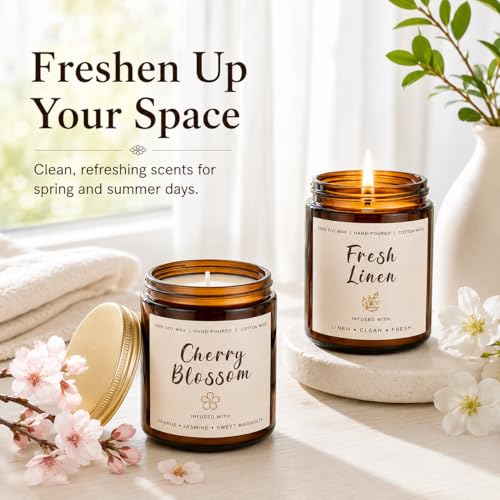 Soy Scented Candles Gift Set - 6 Pack Natural Soy Wax Long Lasting Candles | 42oz 300 Hour Candles Gift for Women Birthday Valentine, Spring Summer Aromatherapy Candles for Home Scented - color: 6 Pack Spring Summer Candles
