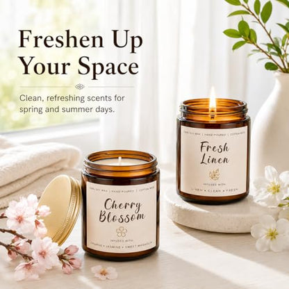 Soy Scented Candles Gift Set - 6 Pack Natural Soy Wax Long Lasting Candles | 42oz 300 Hour Candles Gift for Women Birthday Valentine, Spring Summer Aromatherapy Candles for Home Scented - color: 6 Pack Spring Summer Candles