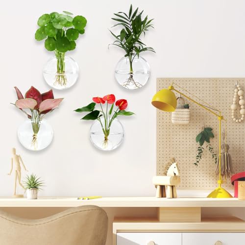 Wall Hanging Propagation Station 6 Pack Oblate Glass Hydroponic Plant Vases | Decorative Wall Mount Planter Vases for Home Bathroom Office, Perfect Housewarming Gift ﻿