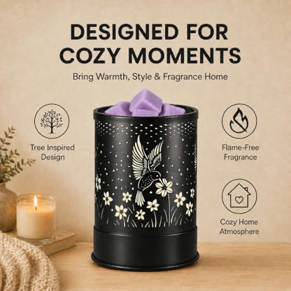 nawaza Wax Melts Warmer 2-in-1 Electric LED Burner Hummingbird | Scented metal wax warmer,hummingbird design,home decor,LED ambient fragrance burner - style: Hummingbird