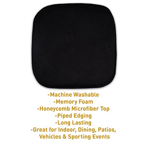 Sweet Home Collection 4 Pack Memory Foam Honeycomb Nonslip Back 16" x16" Chair/Seat Cushion Pad, Black - color: Black, size: 4 Pack