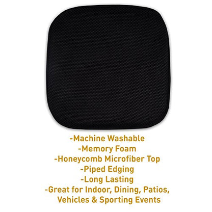 Sweet Home Collection 4 Pack Memory Foam Honeycomb Nonslip Back 16" x16" Chair/Seat Cushion Pad, Black - color: Black, size: 4 Pack