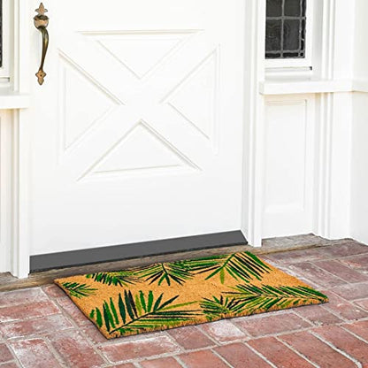 Juvale Door Mat - 30 x 17 in, Brown, Tropical Style - Outdoor Coir Doormat for Front Door - Dirt-Scraping Welcome Mat