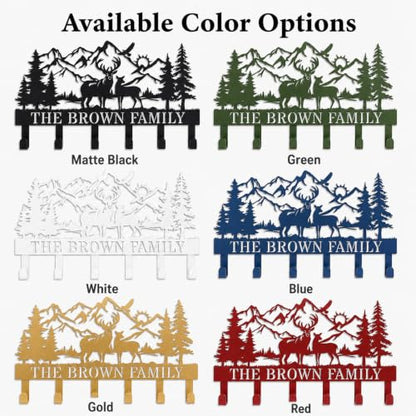 Personalization Deer Mountain Metal Key Holder custom Wall Mount Key Holder for Wall Rustic Cabin Decor Key Rack Hooks Hanger Woodland Wildlife Wall Art Entryway Organizer Housewarming Hunting Gifts - size: Small, style: Custom
