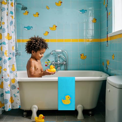 FYSUIMU Rubber Ducky Hand Towels Blue Cotton Embroidered Bathroom Towel Yellow Duck Absorbent Bath Towel for Summer Hand Drying Cleaning Cooking, 29.5 x 13.7 Inch, 2Pcs - color: Blue