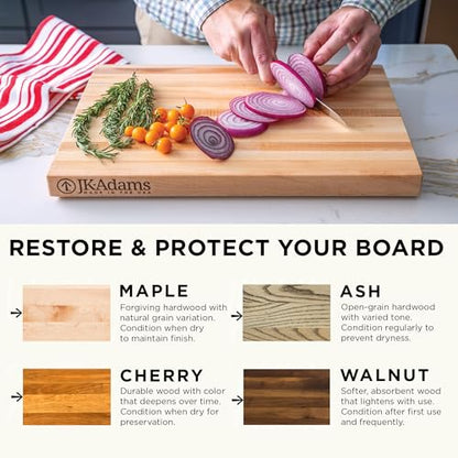 J.K. Adams Farmhouse Carving Board w/ Juice Groove, 14" x 20" | Farmhouse Maple Carving Board with Juice Groove Keeps Counters Clean During Everyday Meal Prep
