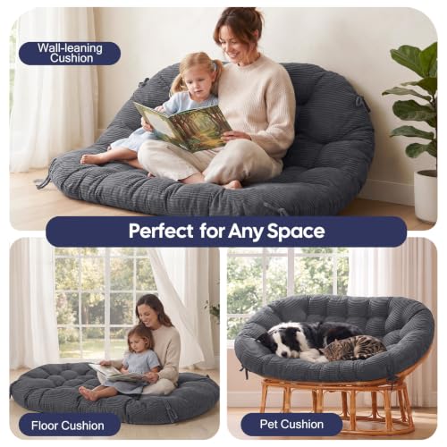 Papasan Chair Cushion Dark Gray - color: Grey, size: 65x48 Inch