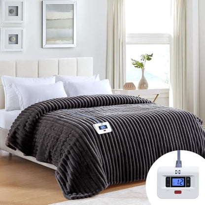 Sealy Electric Blanket Twin 62×84, Faux Fur to Sherpa, Charcoal | Heated Blanket with 10 Heating Levels, 1-12 Hours Auto Off, Overheat Protection, Machine Washable, ETC Certified - color: Charcoal, size: Twin Size 62" x 84"