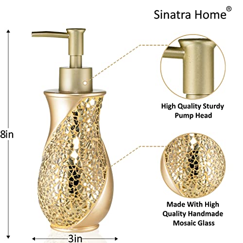 Zahari Home Sinatra Soap Dispenser/Lotion Pump Unique Design Bling Glass Mosaic Décor, Gold - color: Gold