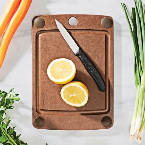 Epicurean All-In-One Cutting Board with Non-Slip Feet and Juice Groove - Non-toxic, Dishwasher Safe, Made in the USA, 10" x 7", Nutmeg - color: Nutmeg/Brown, size: 10"L x 7"W