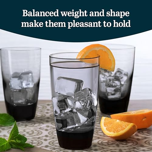 Libbey Classic Smoke Tumbler Glasses, Classy, Timeless Drinkware Set of 12, 18 Oz, Dishwasher Safe Drinking Cooler Glasses for Special Occasions - color: Classic Tumbler Smoke (18 oz), size: 18 Ounces