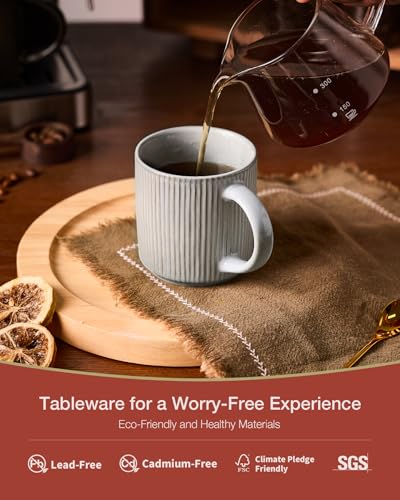 famiware Coffee Mug Set of 4, Star 12 oz Ceramic Mugs Cups Set with Handle | Stoneware Stackable Catering Cup for Coffee, Tea, Cappuccino, Latte, Microwave & Dishwasher Safe, Matte Grey - color: Star-Matte Grey, size: 4 Count (Pack of 1)