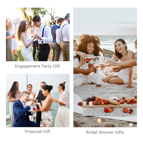 AW BRIDAL Fiance and Fiancee Enagagement Gifts Wine Glasses Set of 2 | Bridal Shower Bachelorette Gifts for Bride and Groom to Be, Wine Glass Gift Basket for Newly Engaged Couple 2026 - style: Engagement (She said yes)