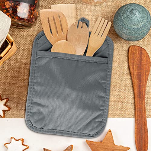 R HORSE 6 Pack Gray Pot Holders with Pocket for Kitchen, 7''x 9'' | Cotton Potholders, Heat Resistant Oven Mitts, Non-slip Terry Cloth Trivet, Ideal for Baking, Cooking, Machine Wash - color: Gray