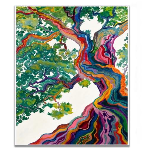 Abstract Plant Art Print Colorful Rainbow Landscape 16x24 Inch Unframed | Modern Plant Art Poster Abstract Plant Art Print for Living Room Bedroom Restaurant Home Apartment Dormitory - color: Landscape-BEDROOM-24-Unframed, size: 24"L x 16"W