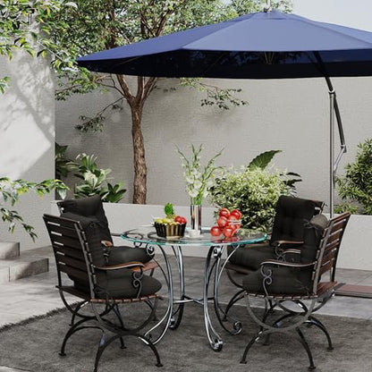 Outdoor Chair Cushions 42x21x4 Inch Set of 2, Black | Patio Cushions for Dining Rocking Chairs, High Back Soft Seat Pad with Ties, Waterproof Fade Resistant, Indoor Outside Use - color: Black