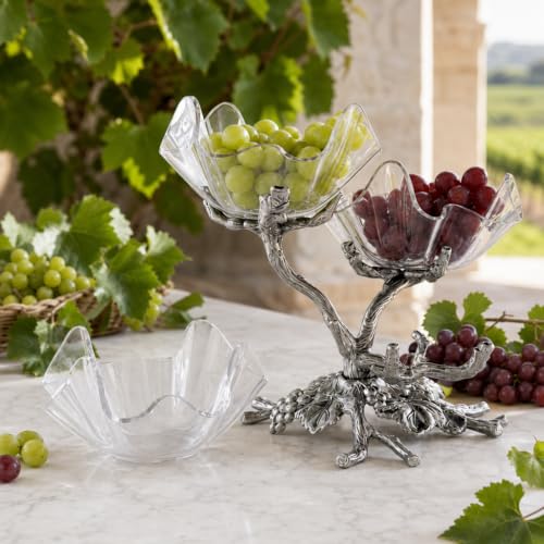 Arthur Court Grape 3-Tier Acrylic Bowl Stand - Elegant Serving Solution for Parties - 9.5 x 12 Inches