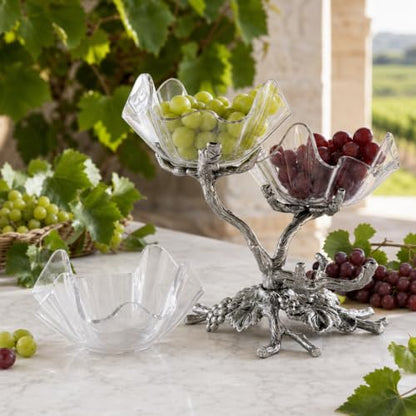 Arthur Court Grape 3-Tier Acrylic Bowl Stand - Elegant Serving Solution for Parties - 9.5 x 12 Inches