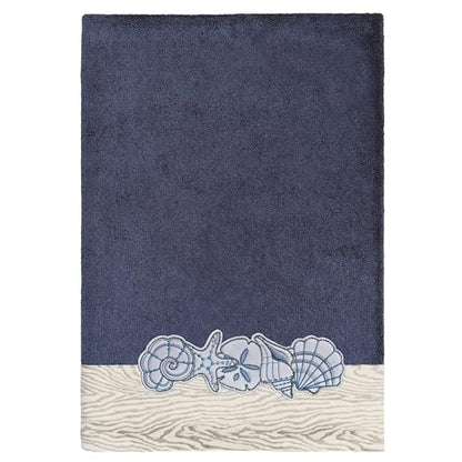 Seaside 4-Piece Luxury Towel Set, Sparkling Seashell Applique, Plush Turkish Cotton, Durable & Quick Dry, Nautical Bath Ensemble, 2 Bath 2 Hand Towels, Marine - color: Marine, size: 2 Pcs Bath 2 Pcs Hand Towel