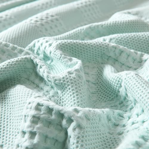 100% Cotton Waffle Knit Blanket,Lightweight,Breathable and Soft, Waffle Weave Blanket for Summer Spring,Light Blue,100 x 150 cm / 39 x 59 inch - color: Light Blue, size: Throw 39x59 inch