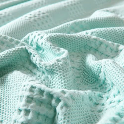 LGYKUMEG 100% Cotton Waffle Knit Blanket,Lightweight,Breathable and Soft, Waffle Weave Blanket for Summer Spring,Light Blue,180 x 200 cm / 71 x 79 inch - color: Light Blue, size: Twin 71x79 inch