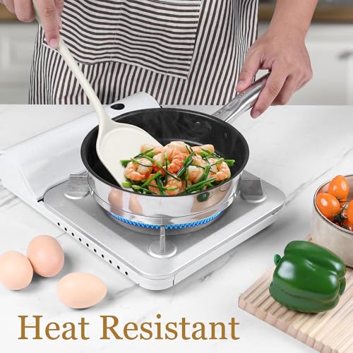 LIANYU 8Pcs Kitchen Cooking Utensils Set, Nonstick Silicone Utensil Sets | Heat Resistant Kitchen Gadgets Essentials for Nonstick Cookware, with Spatula, Spoon, Tuner, Ladle, Dishwasher Safe, White - color: White