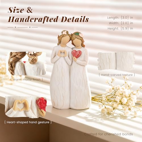 Sister Figurine with Heart, Two Sisters Resin Sculpture as Gift for Sister - style: Standing Heart