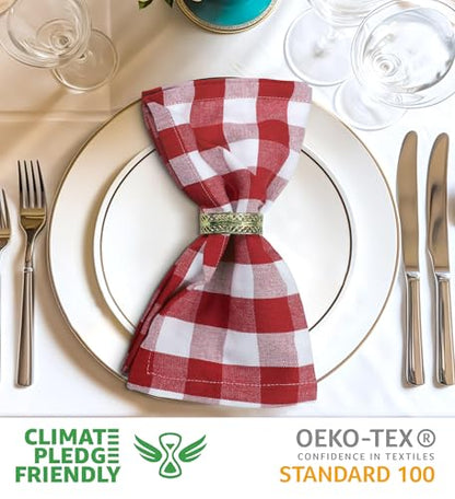 Urban Villa Cloth Napkins Cotton 20x20 (Set of 6) Red - color: 015 Red/White, size: 20" x 20" (Set of 6)