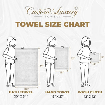 Personalized Bath Towels | Set of 2 | Choose from 12 Fonts | Genuine Turkish Cotton | Oeko-Tex Certified | Personalized Towels | Bathroom Towels - color: White - Bath Towels