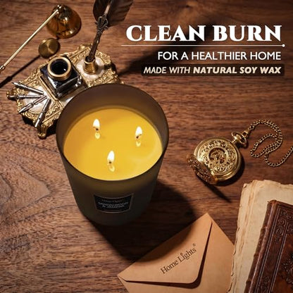 Home Lights Luxury Designer Scented Large Jar Candle, 100% Nature Soy Wax, 33.26 oz，3 Wick， Highly Scented & Long Lasting-Sandalwood & Jasmine - color: Sandalwood & Jasmine